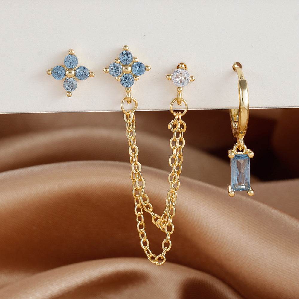 3-Piece Birthstone Earrings Set - Zodiac Designs for Stylish Women - Buy Center