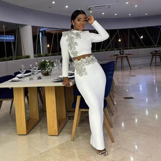 Round Neck Long Sleeve Top & Long Skirt Set - Floral Design for Modern Style - Buy Center