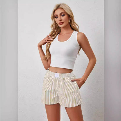 Buycenter Women’s Casual Striped Shorts - Stylish & Comfortable Fit - Buy Center