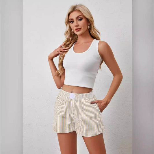 Buycenter Women’s Casual Striped Shorts - Stylish & Comfortable Fit - Buy Center
