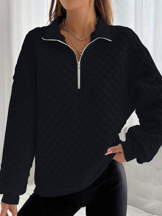 Women's Zippered Knitting Sweater - Trendy Long Sleeve Pullover Style - Buy Center