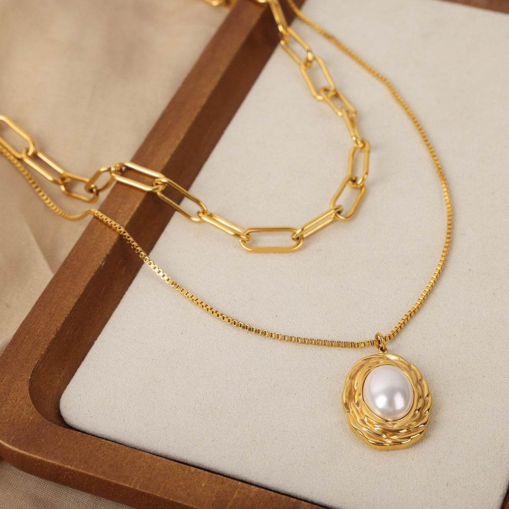 Pearl Textured Titanium Steel Necklace - Adjustable Elegance for 2025 - Buy Center