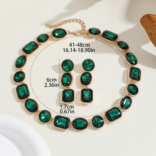 Antique Style Crystal Gems Necklace Set - Luxurious Jewelry for Women - Buy Center