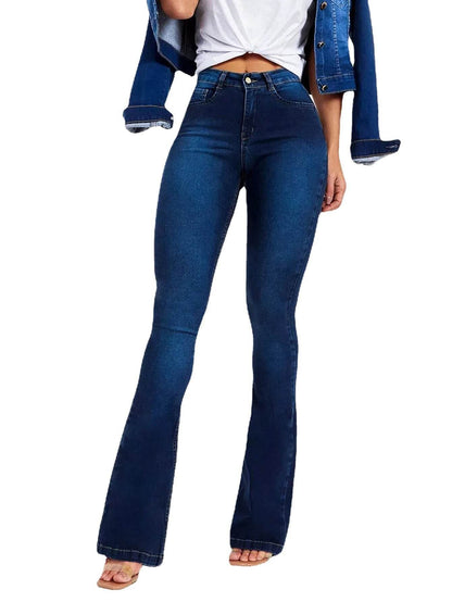 High Waist Slim Stretch Women's Jeans - Bootcut & Distressed Style - Buy Center