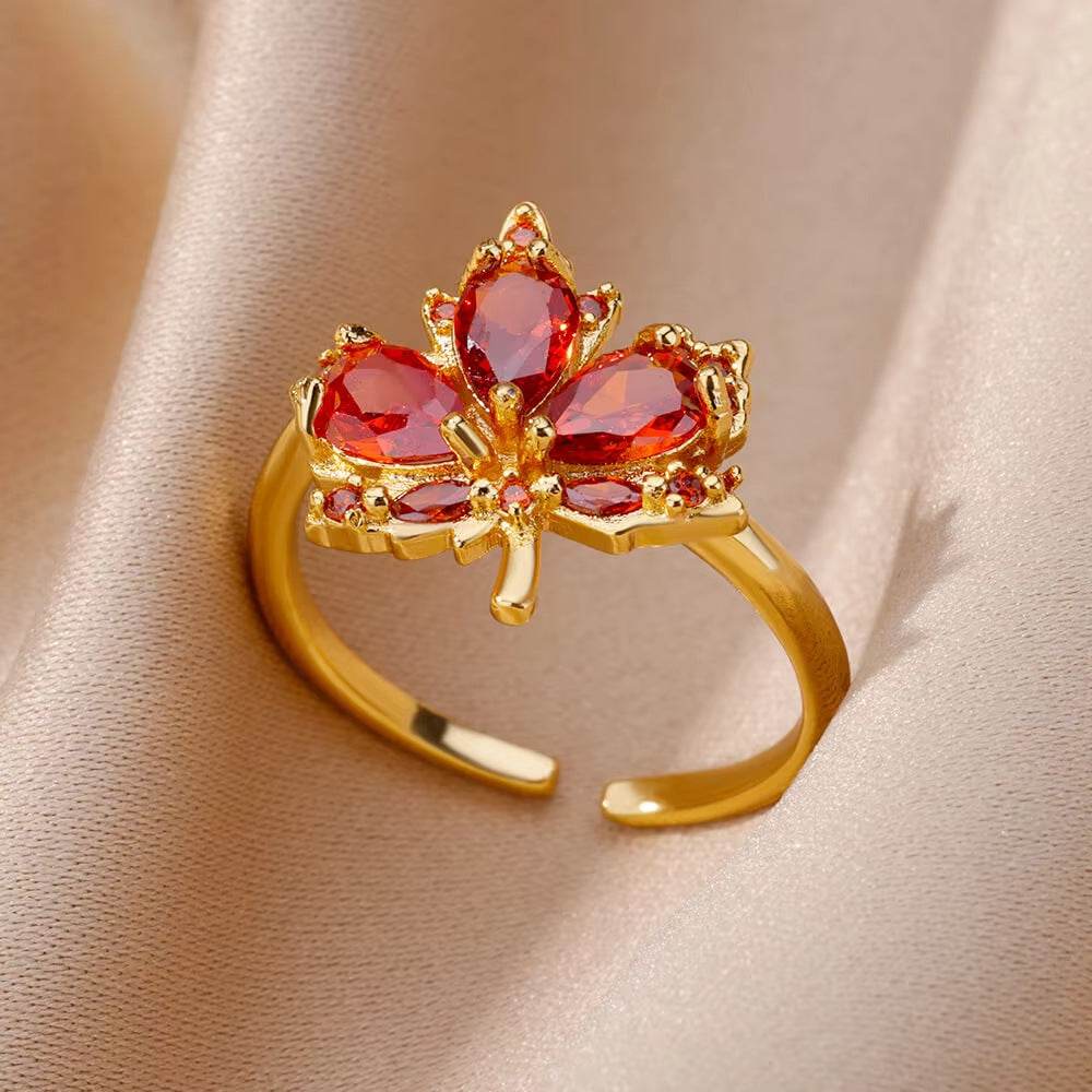Buy Center Copper Inlaid Zircon Ring - Elegant Open Design for Women - Buy Center