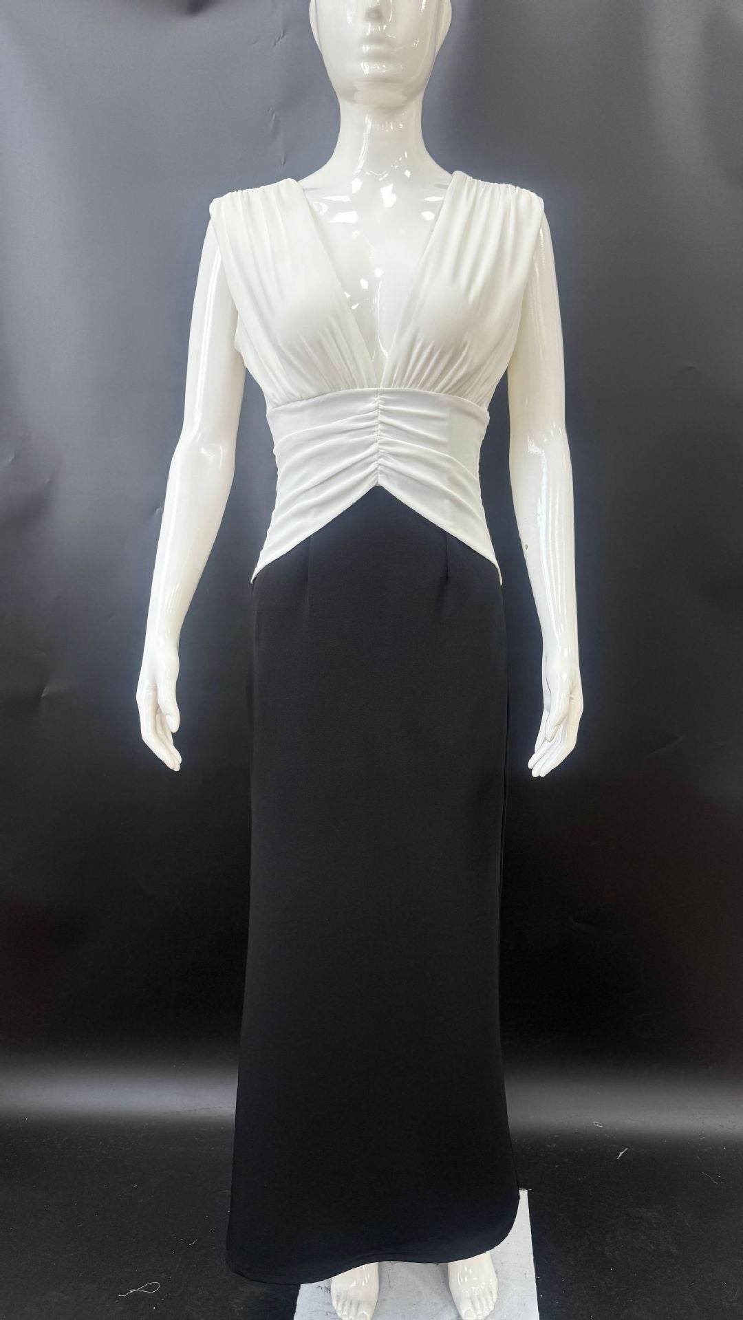 Elegant High-End Stitching Hip Long Dress - Sleeveless Design for Women - Buy Center