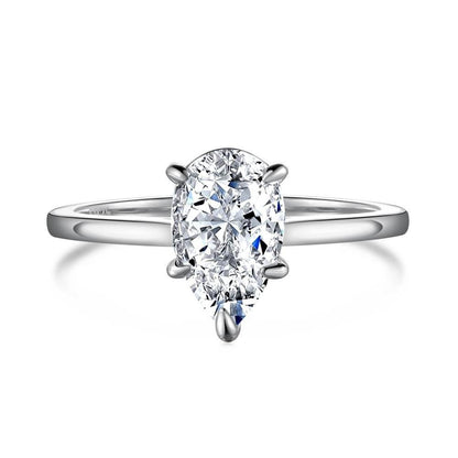 Buycenter S925 Sterling Silver Pear-Shaped Rhinestone Ring - Affordable Luxury - Buy Center