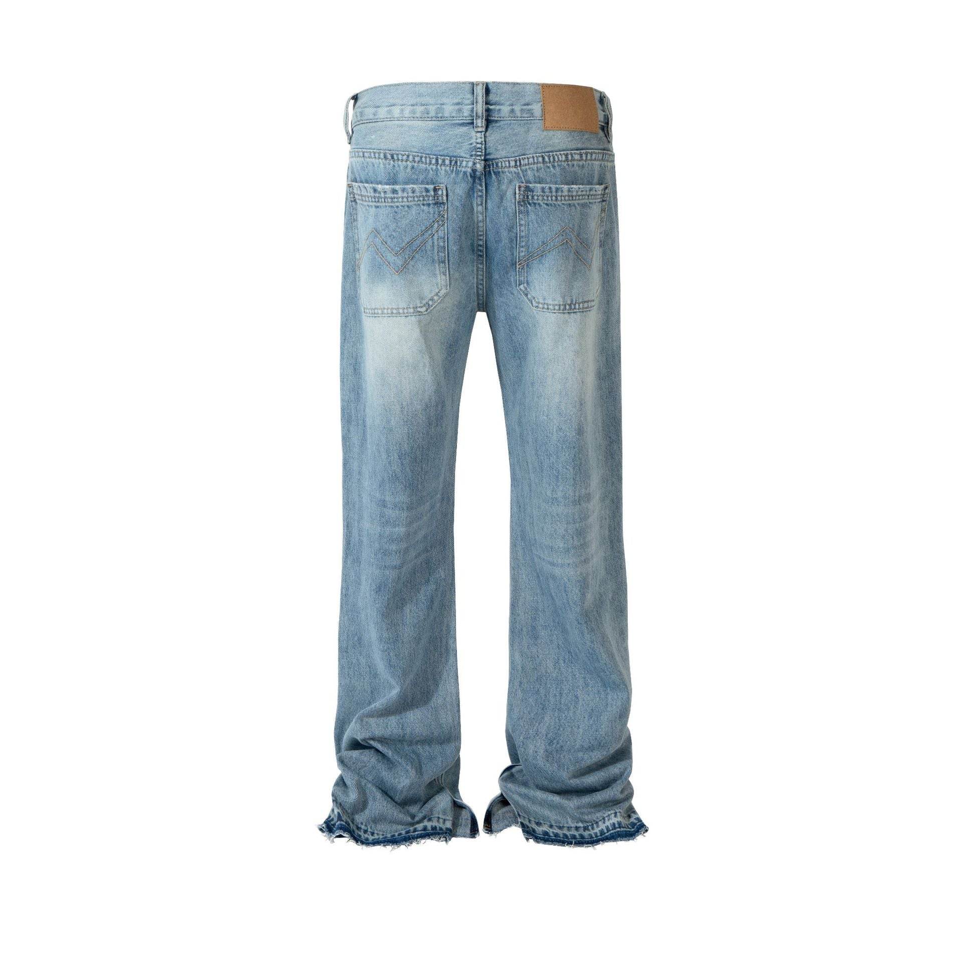 Paris Style Bootleg Pants - Lightning Pattern Wash Split Jeans for Men - Buy Center