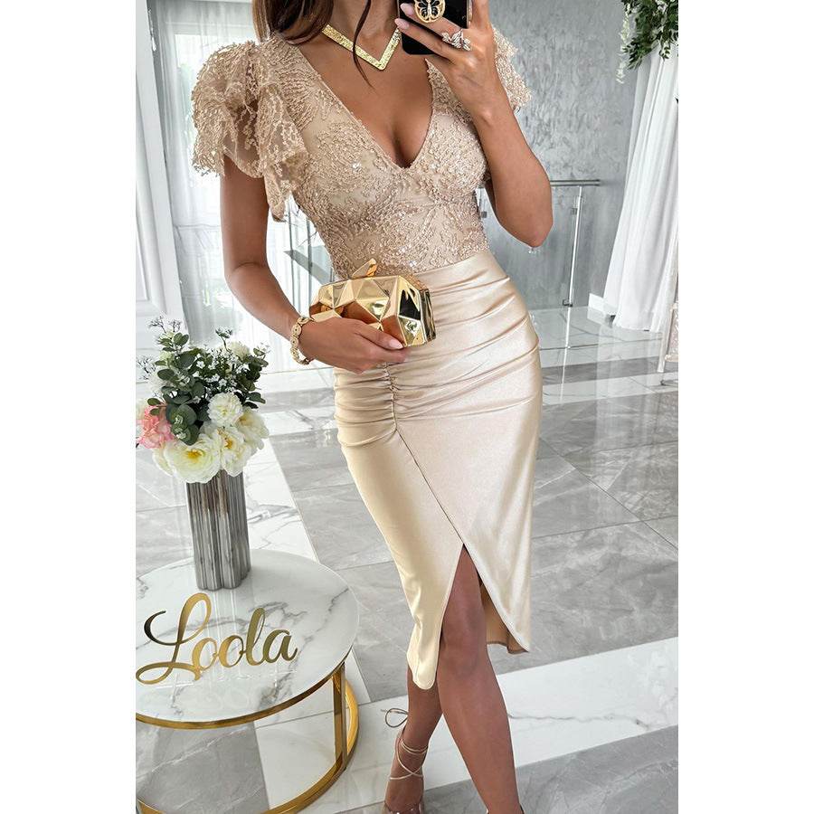 Casual Short Sleeve Split Dress for Women - Stylish Japanese & Korean Design - Buy Center