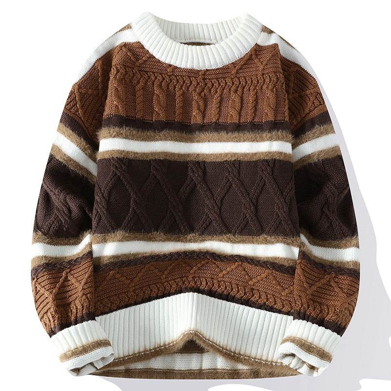 Round Neck Men's Casual Sweater - Stylish Cotton Blend, Modern British Design - Buy Center