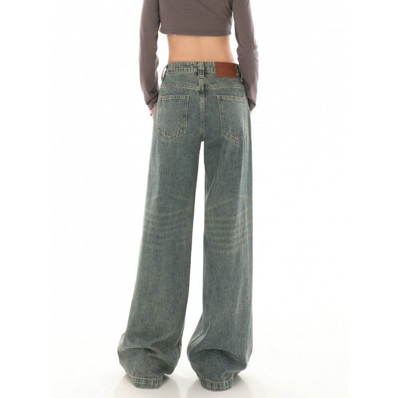 High Waist Loose Mop Pants - Stylish Wide Leg Women’s Jeans in Blue - Buy Center