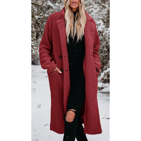 Women's Long-Sleeved Lapel Plush Top - Chic Warm Casual Style 2025 - Buy Center