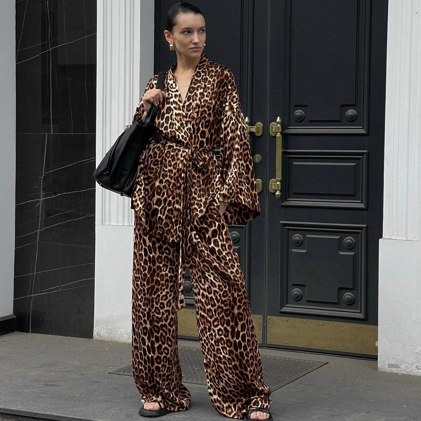 Women's Leopard Print Two-Piece Suit - Chic Long-Sleeved Style 2025 - Buy Center