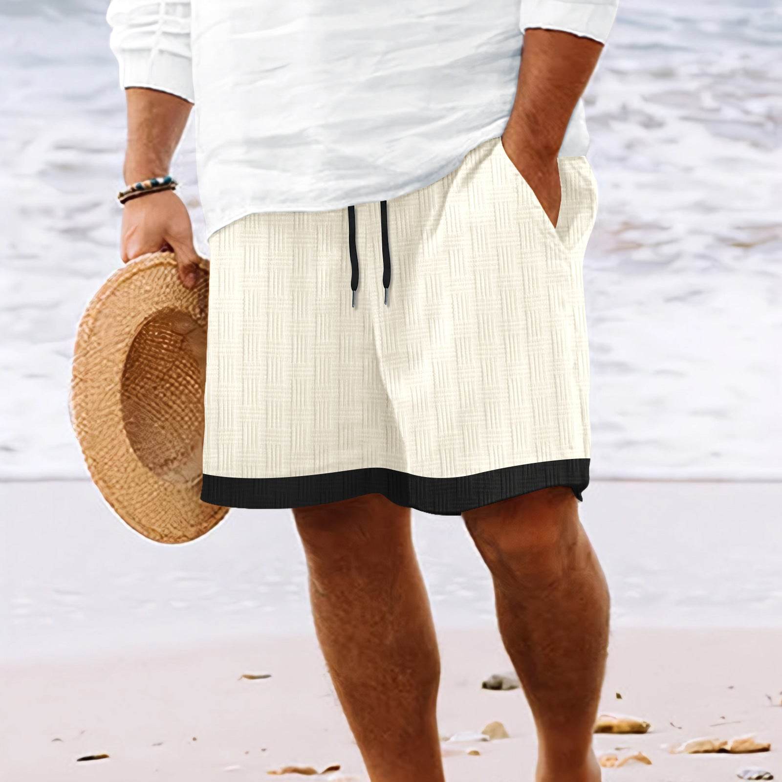 Buycenter Men's Jacquard Stripe Drawstring Shorts - Stylish & Comfortable - Buy Center