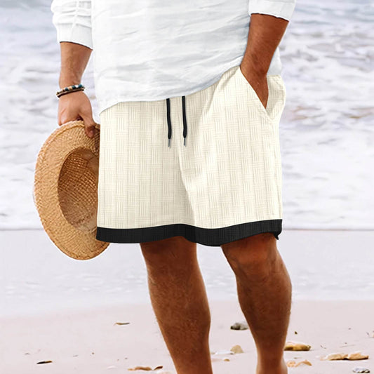 Buycenter Men's Jacquard Stripe Drawstring Shorts - Stylish & Comfortable - Buy Center