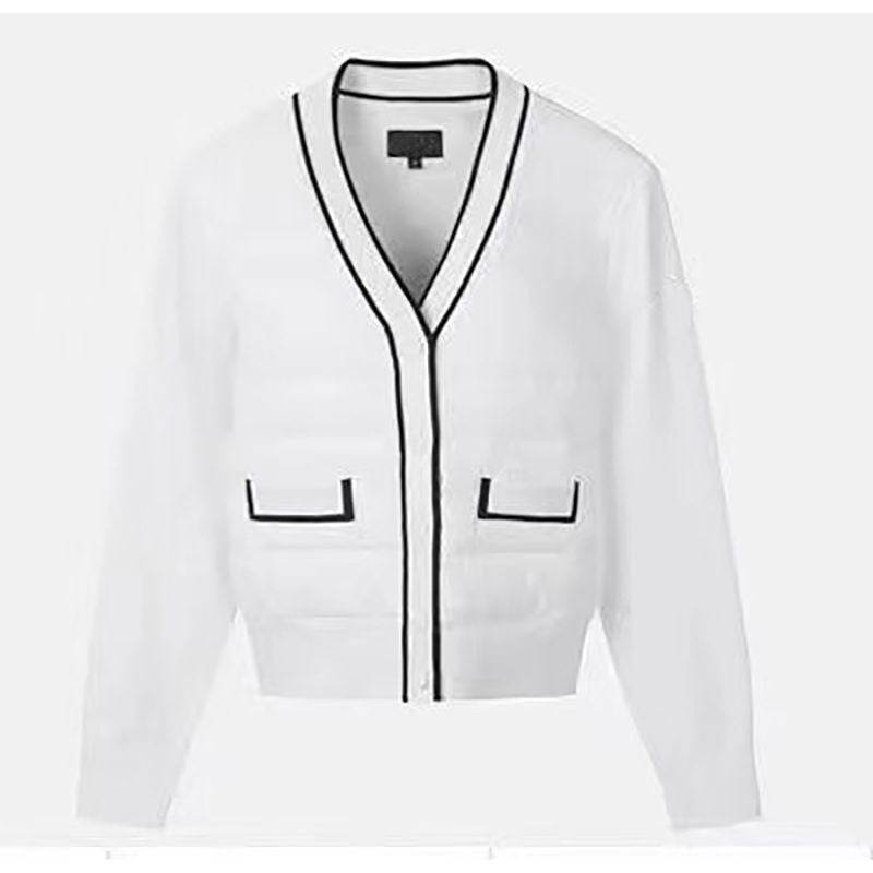 Women's Black & White Knitted Coat - Stylish & Warm for Winter Sports - Buy Center