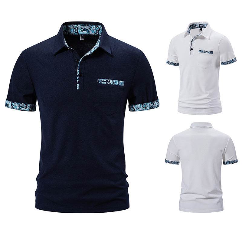 Men's Paisley Color Lapel Short-Sleeve T-Shirt - Stylish Casual Fit 2025 - Buy Center
