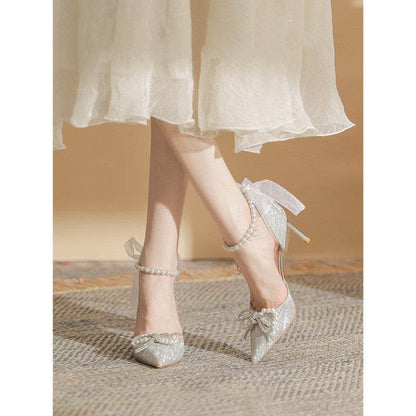 Buycenter Silver High Heels - Trendy Stiletto with Crystal Detailing - Buy Center