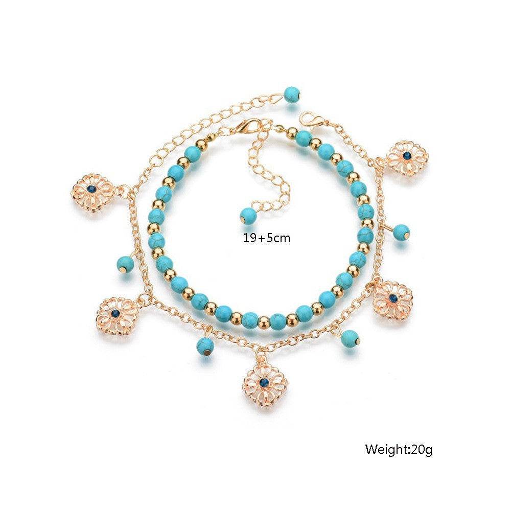Women's Retro Anklet Two-Piece Set - Trendy Alloy Body Jewelry - Buy Center