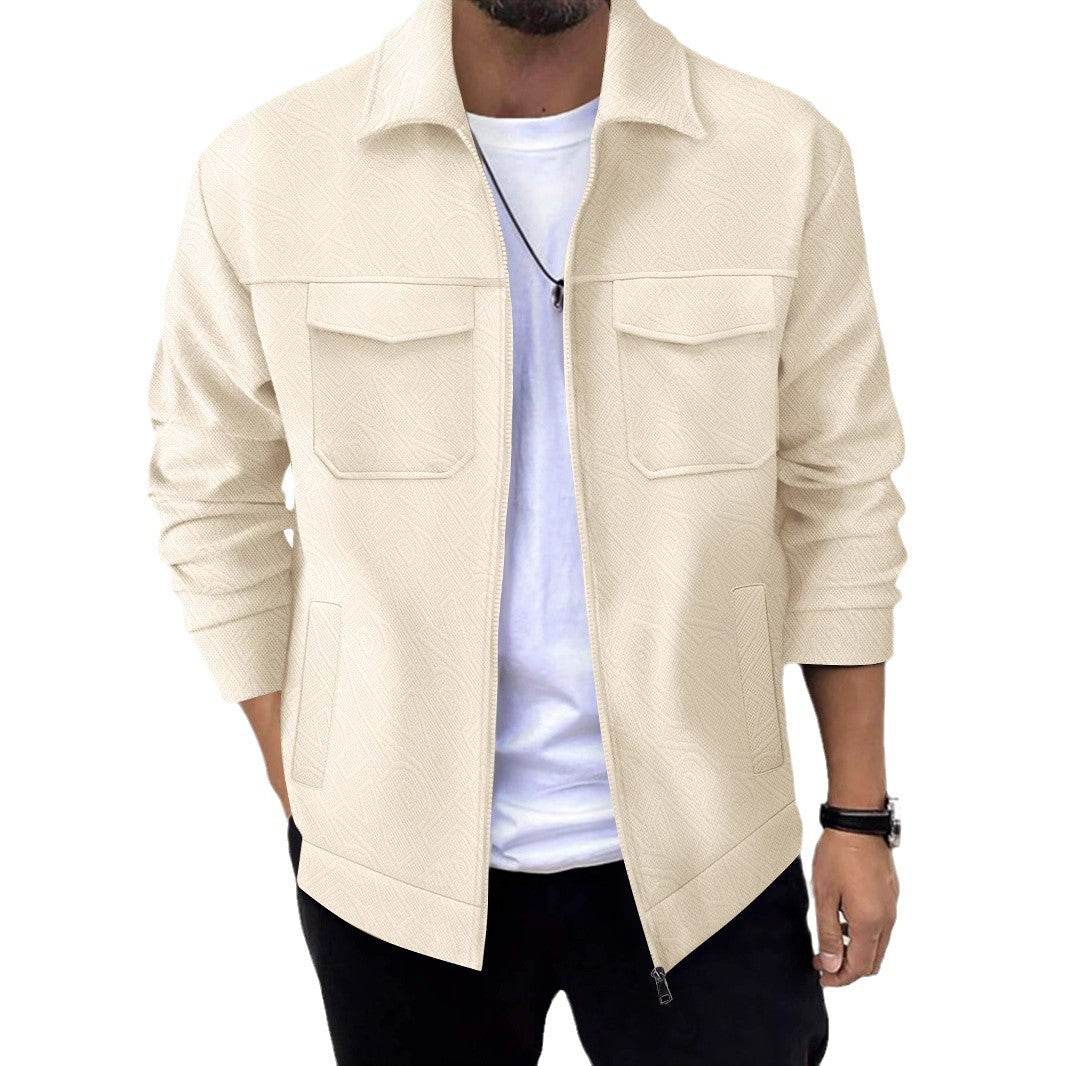 Buycenter Men's Casual Zipper Jacket - Stylish Khaki, Black, Gray, White - Buy Center