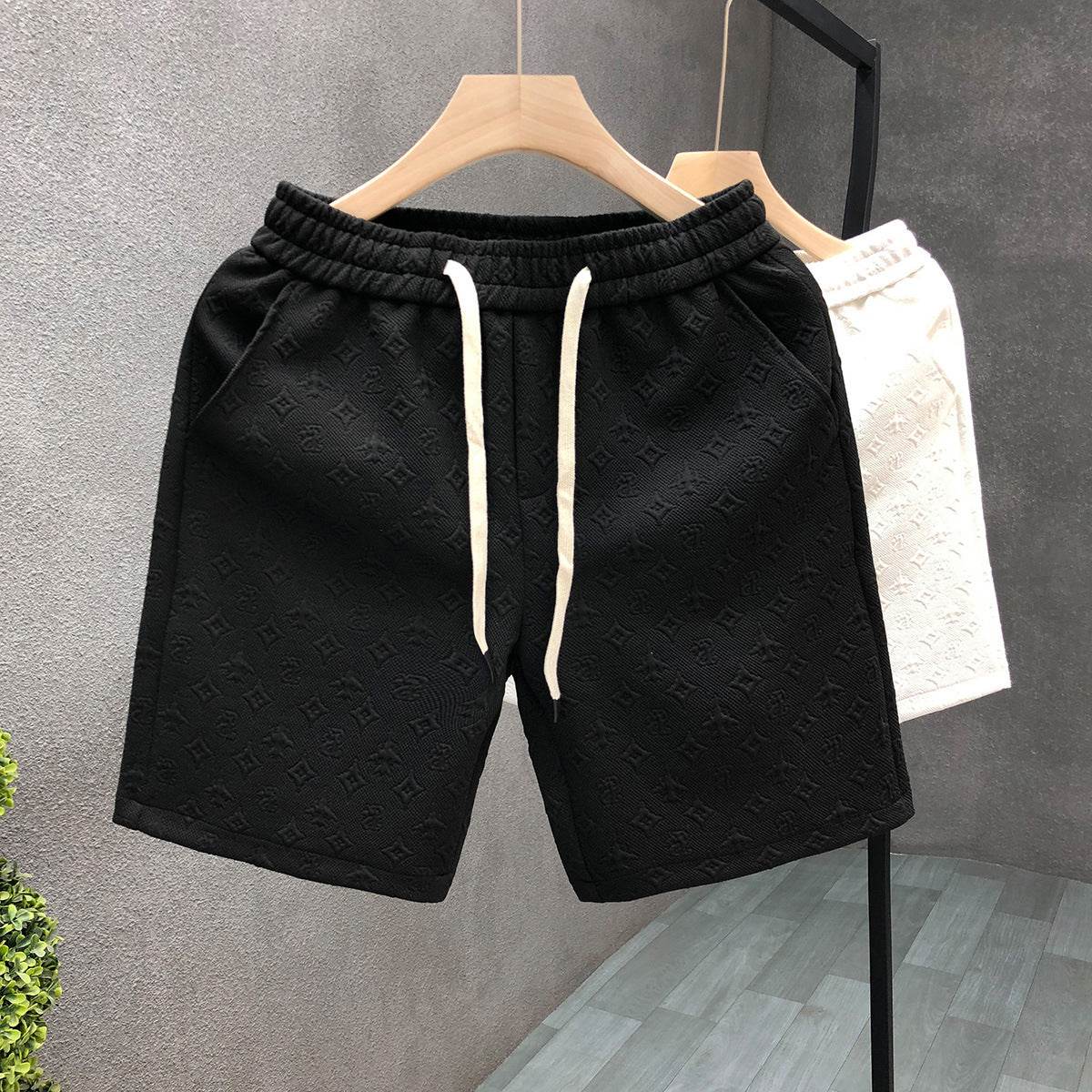 Stylish White Jacquard Shorts for Men - Comfortable Polyester Casual Wear - Buy Center