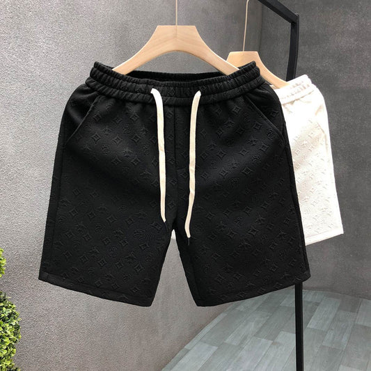 Stylish White Jacquard Shorts for Men - Comfortable Polyester Casual Wear - Buy Center