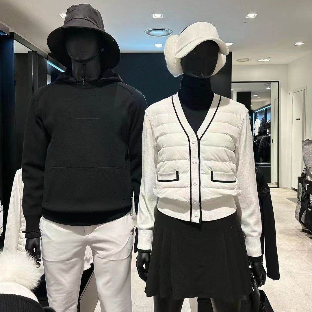Women's Black & White Knitted Coat - Stylish & Warm for Winter Sports - Buy Center