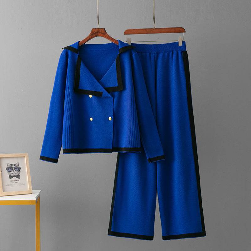 BuyCenter Embossed Fashion Suit - Trendy Round Neck Sweater & Loose Pants - Buy Center