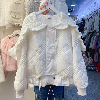 Women's Ruffled Collar Padded Jacket - Stylish Winter Essential 2025 - Buy Center