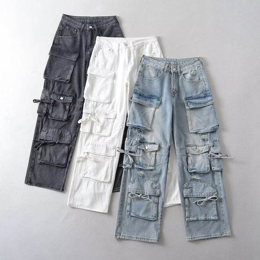 American Style Straight-Leg Denim Trousers - Comfortable Workwear Essentials - Buy Center
