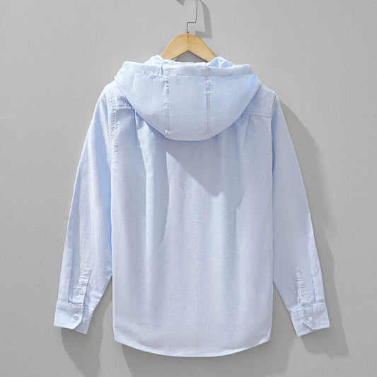 Men's Long Sleeve Cotton Shirt Coat - Slim Fit, Trendy Color Matching Style - Buy Center