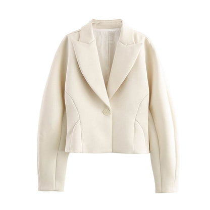 Buycenter Women's Silk Satin Suit Jacket - Stylish One-Button Blazer - Buy Center