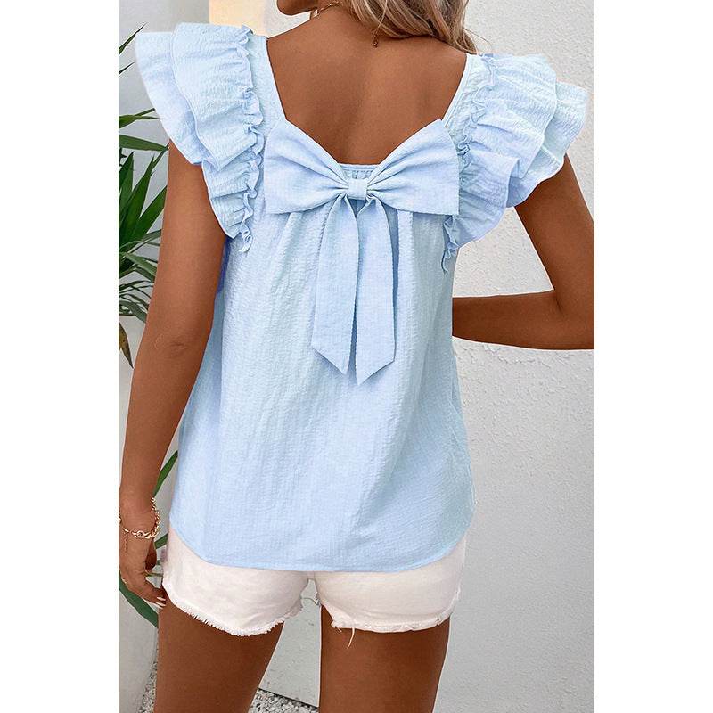 Buycenter Women's Short-Sleeved T-Shirt with Bow - Casual Loose Fit - Buy Center