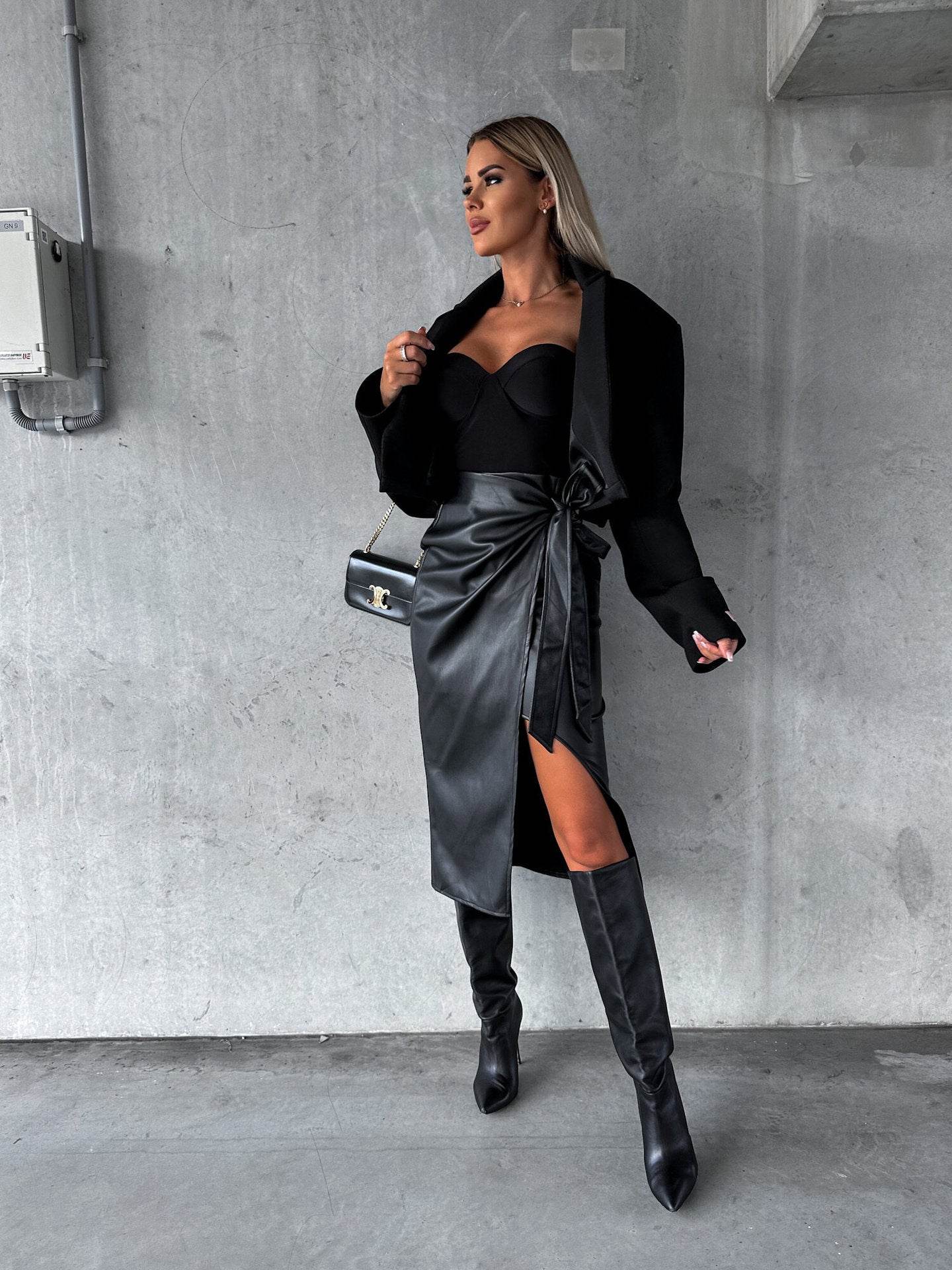 Buycenter High Waist Punk Leather Skirt - Sexy Sheath Style, Pocket Design - Buy Center
