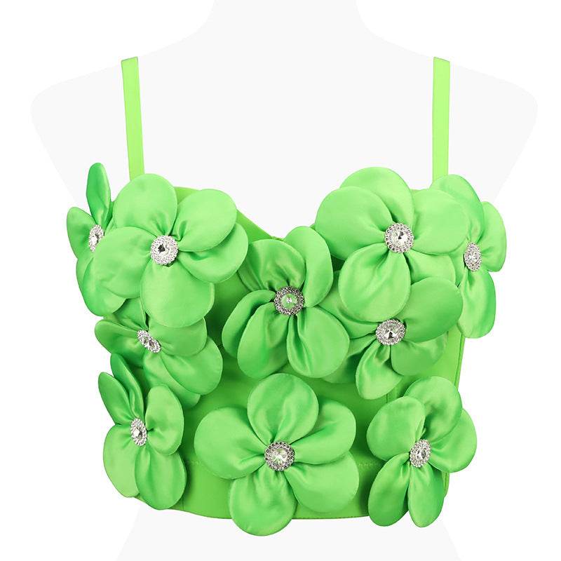 New Dopamine Floral Rhinestone Bandeau Top - Stylish Women's Sling Camis 2025 - Buy Center