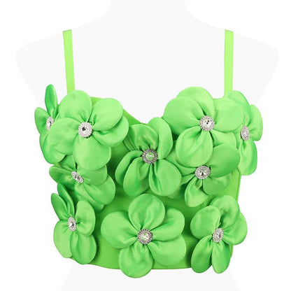 New Dopamine Floral Rhinestone Bandeau Top - Stylish Women's Sling Camis 2025 - Buy Center