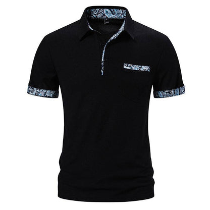 Men's Paisley Color Lapel Short-Sleeve T-Shirt - Stylish Casual Fit 2025 - Buy Center
