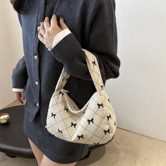 Buycenter Corduroy Fashion Hand Cloth Suitcase - Stylish Gray & Milky White - Buy Center