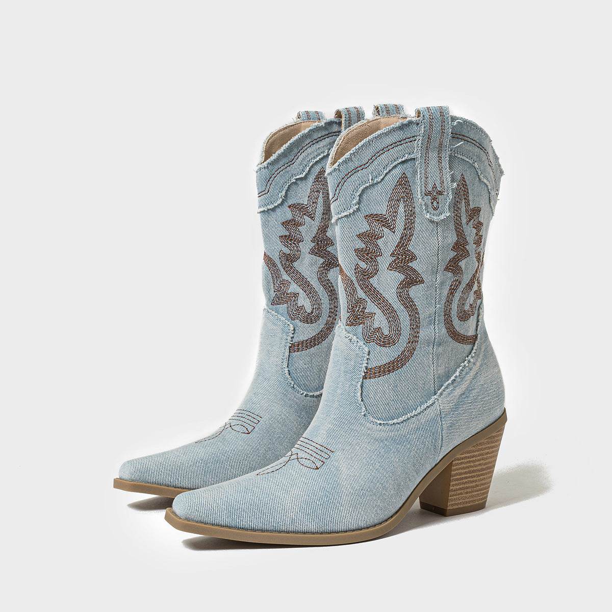 Buycenter Women's Chunky Heel Boots - Stylish & Breathable High Heels - Buy Center