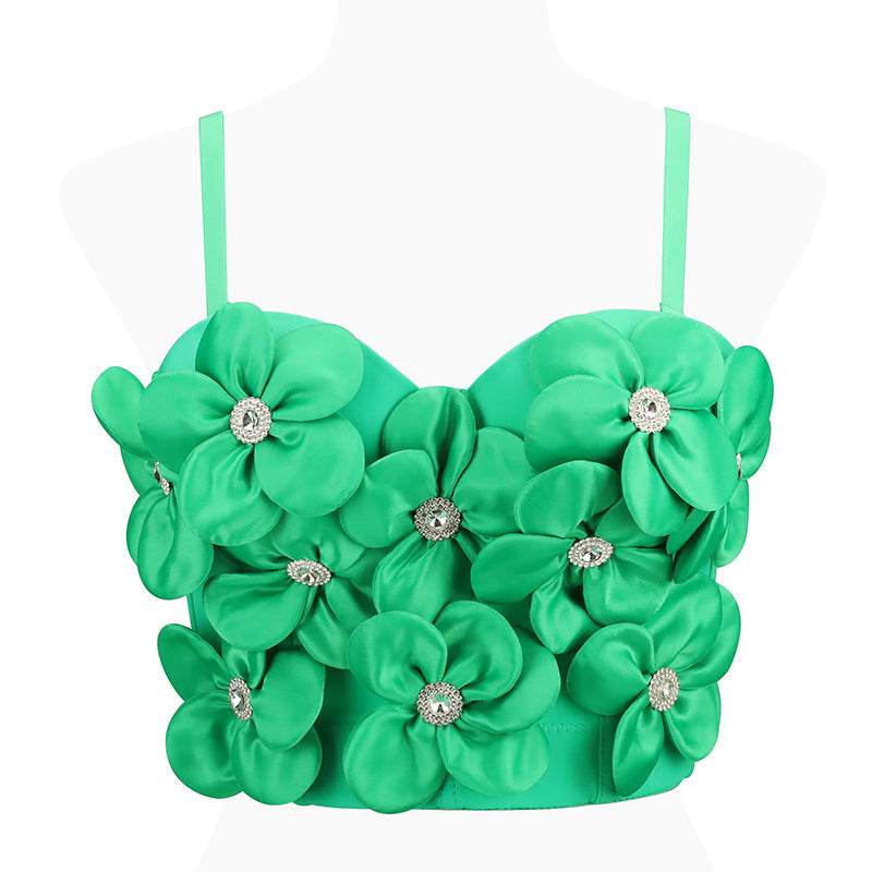 New Dopamine Floral Rhinestone Bandeau Top - Stylish Women's Sling Camis 2025 - Buy Center