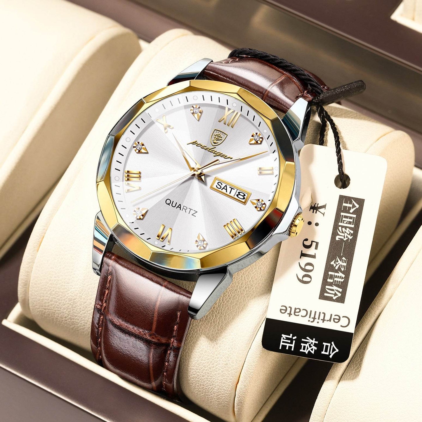 Buy Center Men's Waterproof Luminous Quartz Watch - Stylish Belt Design - Buy Center