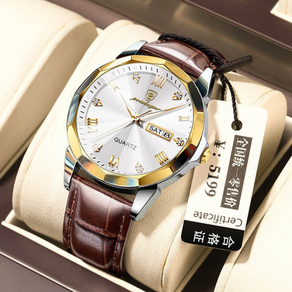 Buy Center Men's Waterproof Luminous Quartz Watch - Stylish Belt Design - Buy Center