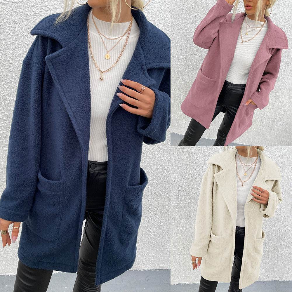 Women's Double-Sided Fleece Mid-Length Coat - Stylish & Cozy Outerwear - Buy Center