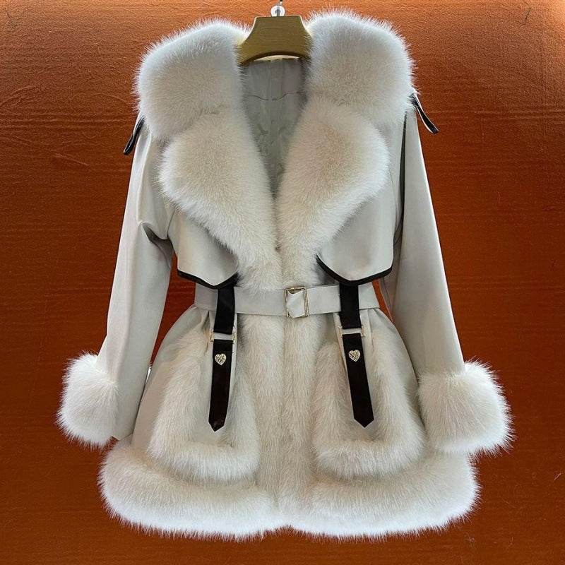 Elegant Big Fur Collar Coat - Luxurious Faux Fur Winter Wear for Women - Buy Center