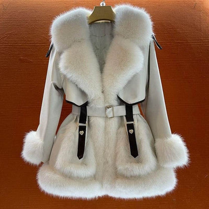 Elegant Big Fur Collar Coat - Luxurious Faux Fur Winter Wear for Women - Buy Center