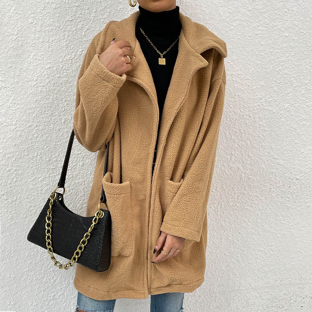 Women's Double-Sided Fleece Mid-Length Coat - Stylish & Cozy Outerwear - Buy Center