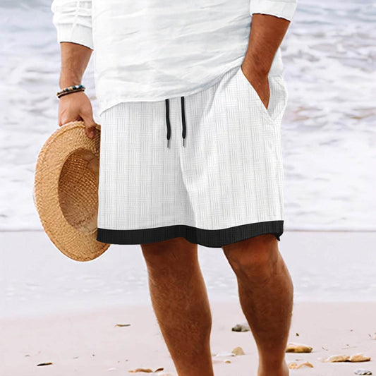 Buycenter Men's Jacquard Stripe Drawstring Shorts - Stylish & Comfortable - Buy Center