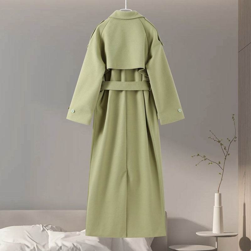 Stylish Women's Lapel Lace-Up Long Coat - Warm Woolen Trench 2025 - Buy Center