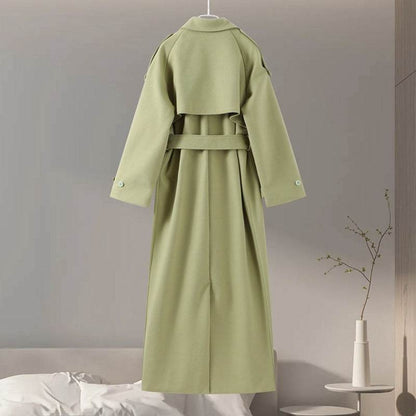 Stylish Women's Lapel Lace-Up Long Coat - Warm Woolen Trench 2025 - Buy Center