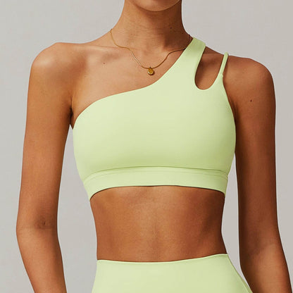 Buycenter One-Shoulder Yoga Bra - Irregular Strap, Lightweight Comfort - Buy Center